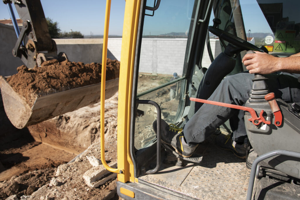 Excavator Digging Day Light Outdoors